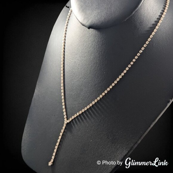 Lovisa Dainty Clear Crystal Lariat Y-Drop Rose Gold Tone Necklace - Picture 2 of 12